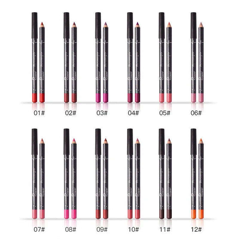 6 12 Styck/Set Vattentät Pencil Läppstift Set Penna Matte Lip Liner