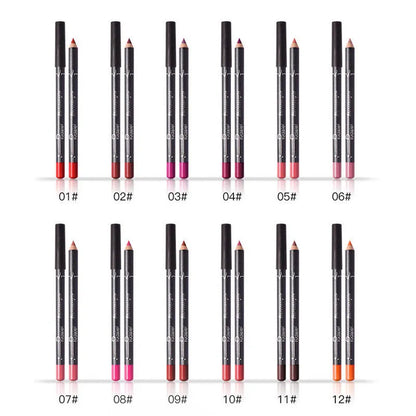 6 12Pcs/Set Waterproof Pencil Lipstick Set Pen Matte Lip Liner