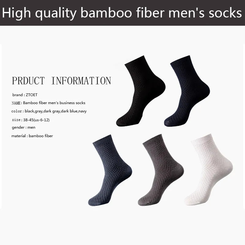 Haute qualité 10 paires/lot hommes chaussettes en Fiber de bambou hommes respirant Compression longues chaussettes affaires décontracté mâle grande taille 38-45