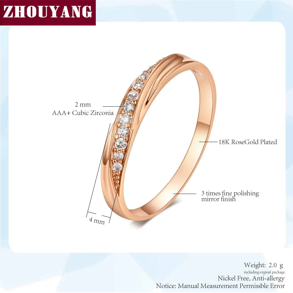 Wedding  Ring For Women Lovers Simple Cubic Zirconia Rose Gold Color Fashion Jewelry