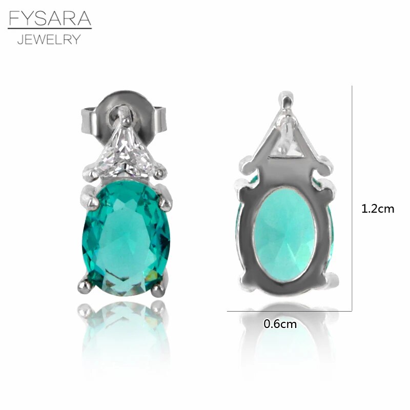 FYSARA Summer Style Blue Green Created Gemstone Geometry Female Earrings