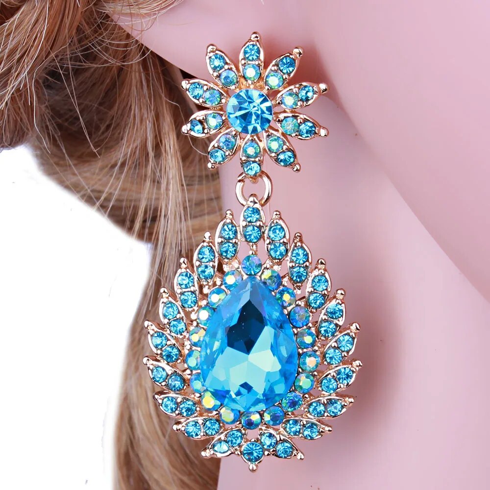 FARLENA Jewelry Elegant Water Drop Earrings Fashion Crystal Rhinestones Earrings