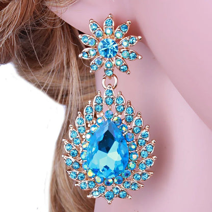 FARLENA Jewelry Elegant Water Drop Earrings Fashion Crystal Rhinestones Earrings