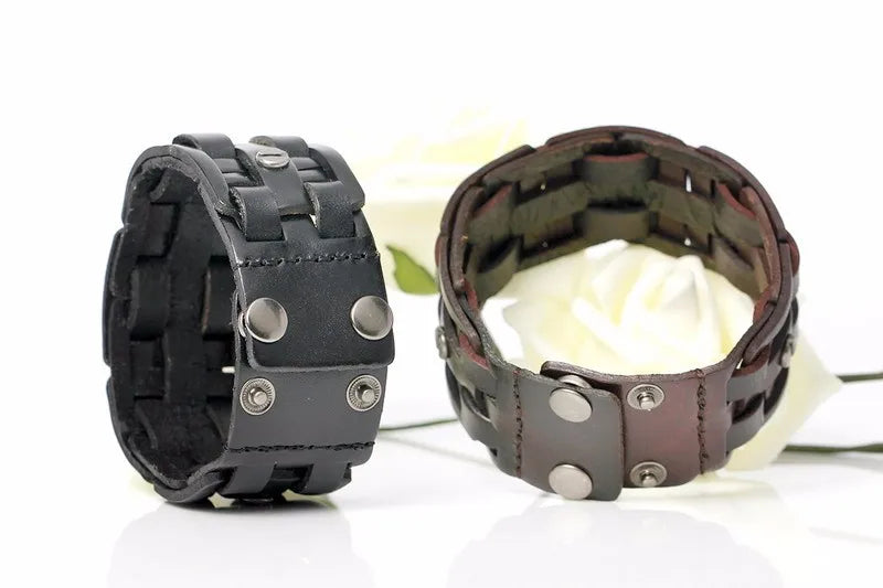 Bobo Cover New Arrivel Handvävd bandageberlock herrarmband Populära enkla mosaikomslag svarta läderarmband