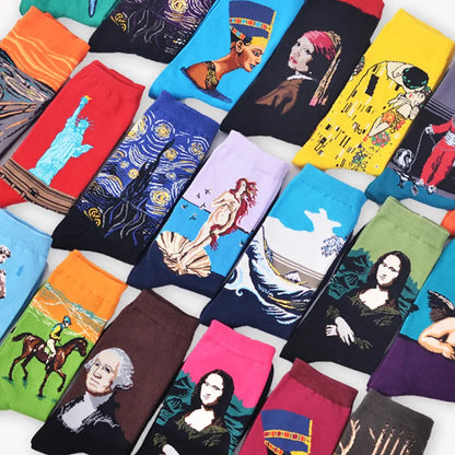 Cotton Socks Men Starry Night Winter Retro Women Personality Art Van Gogh Socks Oil Painting Socks Funny Happy Socks Male socken