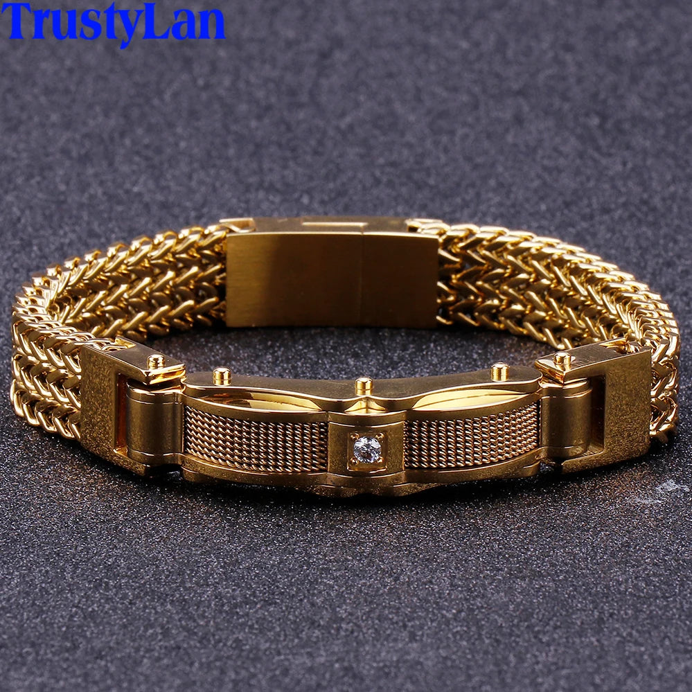 Luxury Gold Plated Men's Bracelets Best Friends Man Bracelet With Magnet Clasp 316L Stainless Steel Male Jewellery Accessories