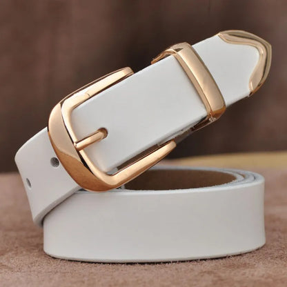 Ceinture en cuir véritable pour femmes, décontractée, assortie à tout, brève, couleur Pure, ceinture en jean de qualité supérieure