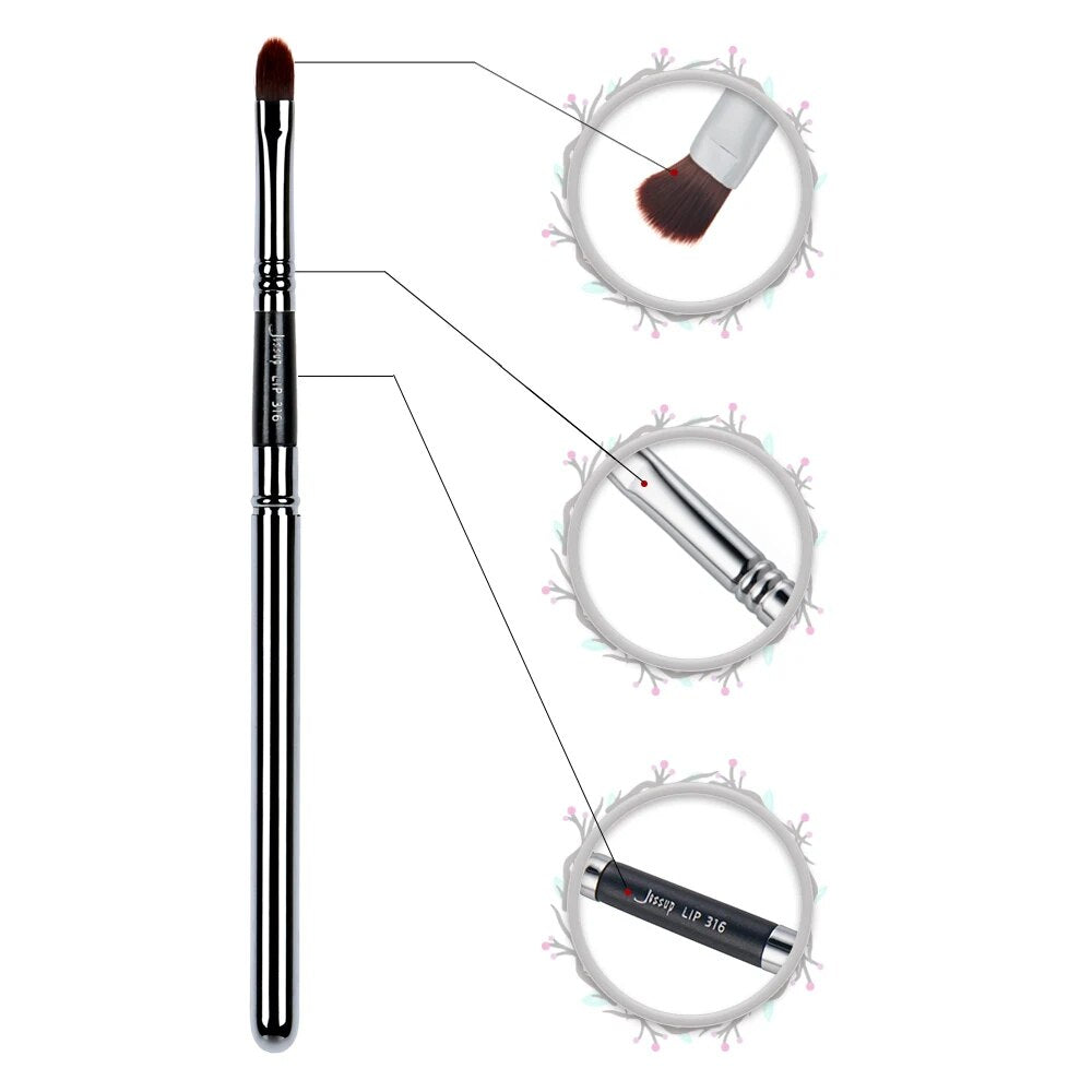 Jessup Lip Brush Makeup Soft Fiber Lip Pen Metal with Cap Protect