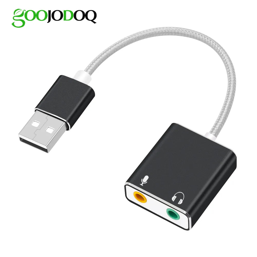 7.1 External USB Sound Card Jack 3.5mm USB Audio Adapter Earphone Micphone Sound Card for Macbook Computer Laptop PC