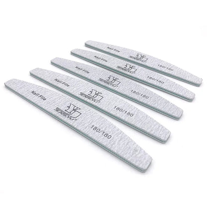 5 Pcs 80 100 150 180 240 Grit Nail File Moon Style Nail Polish File Set