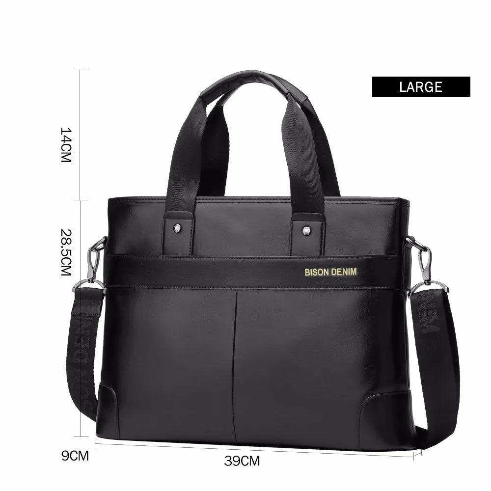 Cowhide Briefcase Business Travel Bag Male Computer Laptop Handbag Casual Shoulder Crossbody Bag Messenger N2195-1