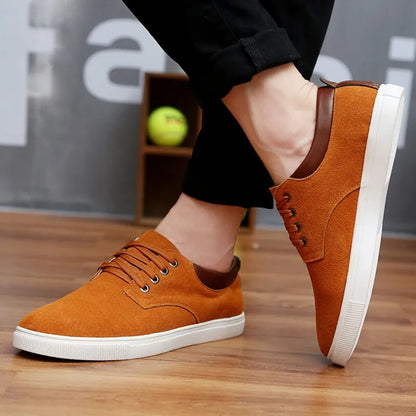 Men Flats Shoes Canvas Shoes Male Leather Casual Breathable Shoes Lace-Up Flats For Students Large Size