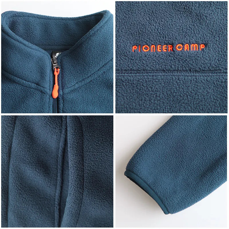 Pioneer Camp warm fleece hoodies men brand-clothing autumn winter zipper sweatshirts male quality men clothing