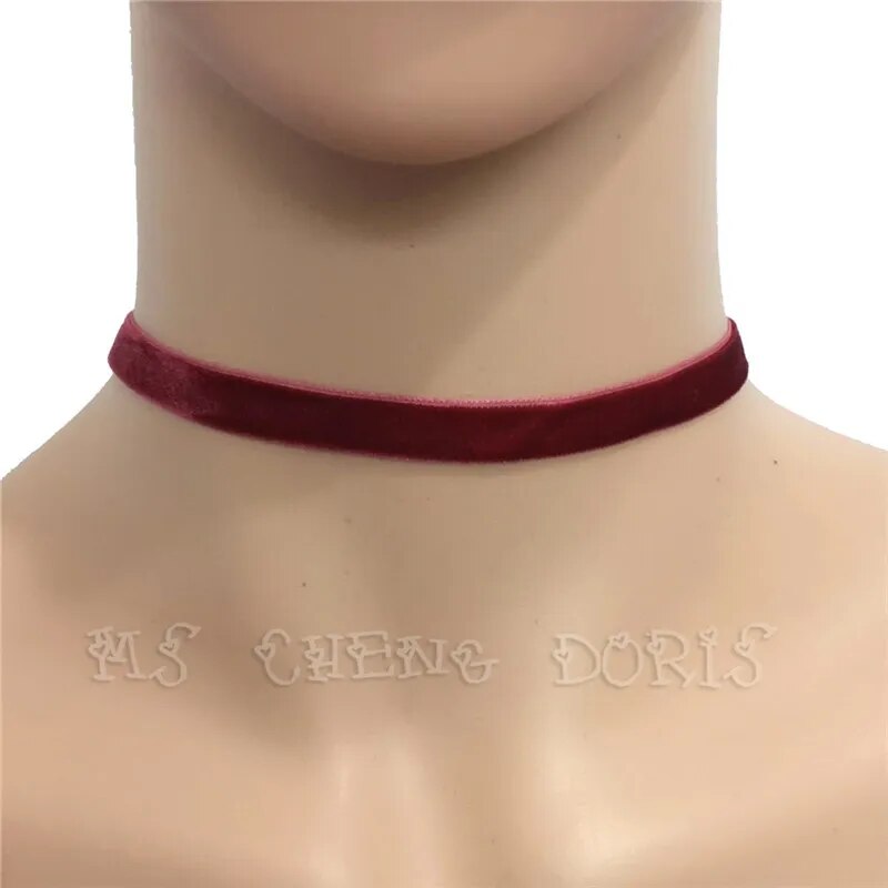 Valentine's Day Gift Punk Gothic White Velvet Choker Necklace Tattoo Necklaces Women Chocker Collares Mujer Collier Femme Bijoux