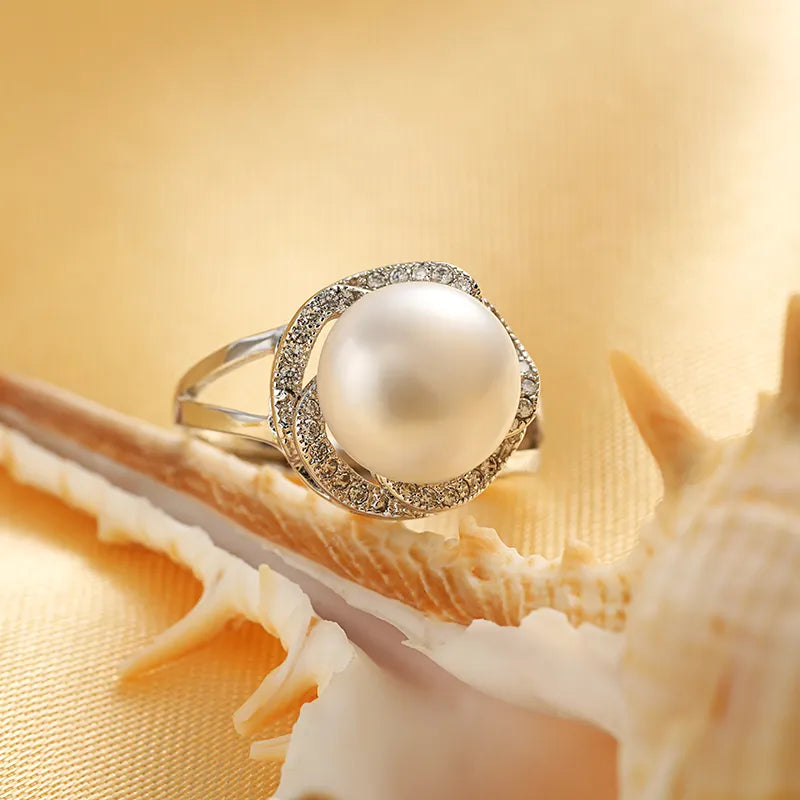 925 sterling silver natural pearl rings for