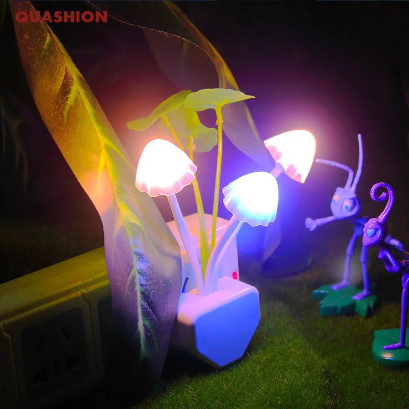 Novelty Night Light EU & US Plug Induction Dream Mushroom Fungus Luminaria Lamp 220V 3 LED Mushroom Lamp led night lights