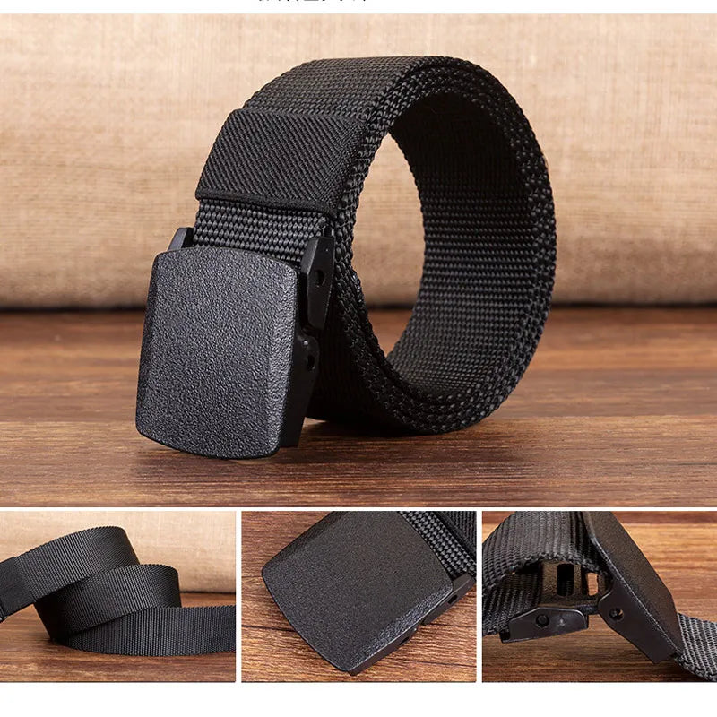 Military Men Belt Army Belts Adjustable Belt Men Outdoor Travel Tactical Waist Belt with Plastic Buckle for Pants 120cm