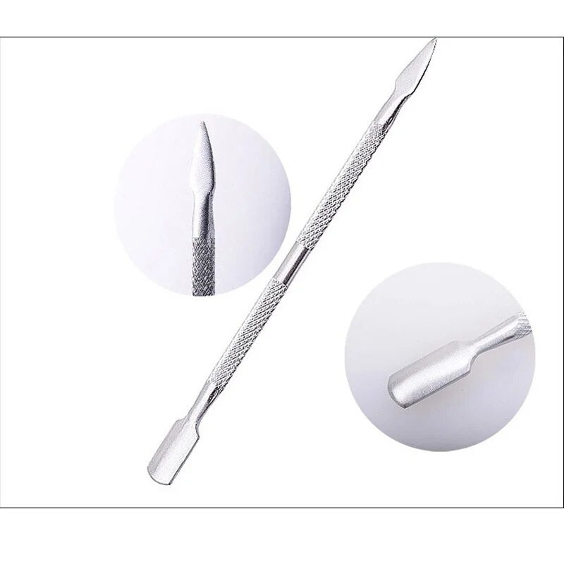 4pcs Steel Cuticle Remover Metal Double Sided nagelriem pusher set Nail Care Tools