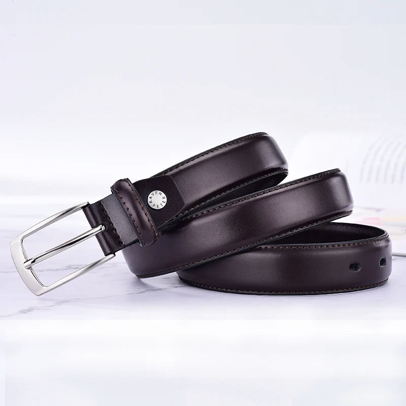 Classic Leather Belt For Men Luxury Business Male Cowhide Leather Belts 3.0 CM Casual Pin Buckle Belt For Men