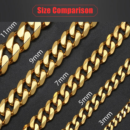 Women's Men's Bracelet Stainless Steel Cuban Link Chain Bracelets Gold Color Silver Color Fashion Wholesale Jewelry