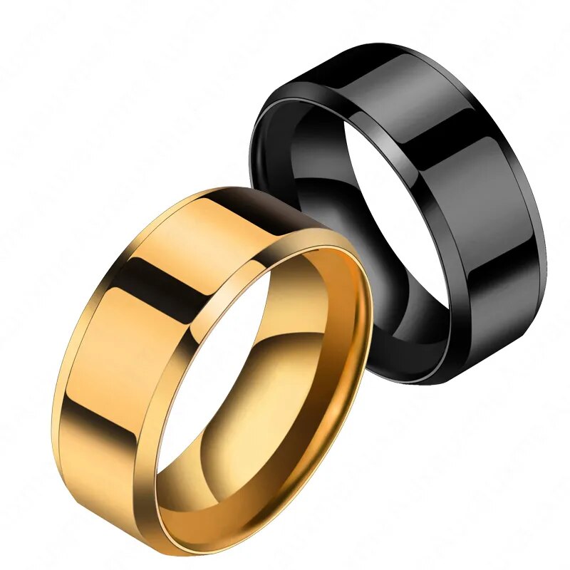 Auxauxme 8mm Black Titanium Stainless Men Ring Simple Wedding Bands Rings Gift For Male Jewelry Size 5-13