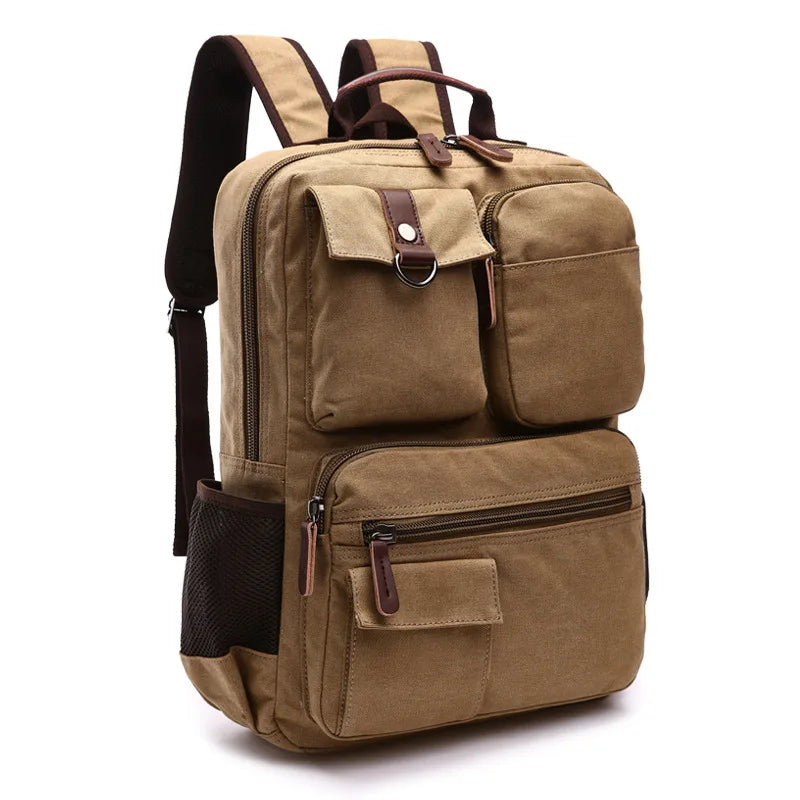 New Men Canvas Backpack Shoulder Bag Students Leisure Bag Computer Bag School Mochila Teenagers 15inch Laptop Rucksack