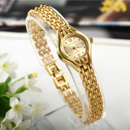 Damarmbandsklocka Mujer Golden Relojes Liten urtavla Quartz Fritid Populär Armbandsur Hour Kvinnlig Dam Elegant Relogio Clock