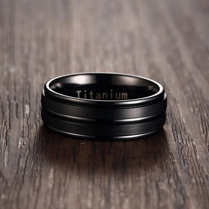 8mm Black Men Ring 100% Titanium Carbide Casual Men's Jewelry