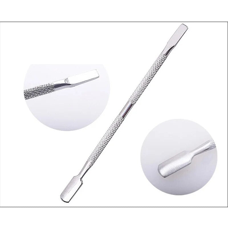 4pcs Steel Cuticle Remover Metal Double Sided nagelriem pusher set Nail Care Tools