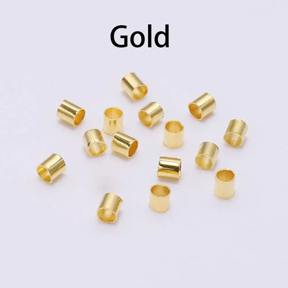 150-500pcs 1.5 2.0 2.5mm Gold Copper Tube Crimp End Beads Stopper Spacer Beads For Jewelry Making Findings Supplies Necklace