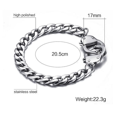 Handcuff Bracelet for Women Men  Stainless Steel Chain Black Gold Color