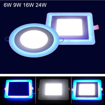 6W 12W 16W 24W led Ceiling Recessed panel Light Painel lamp decoration round square Led Panel Downlight Blue+White 2 color