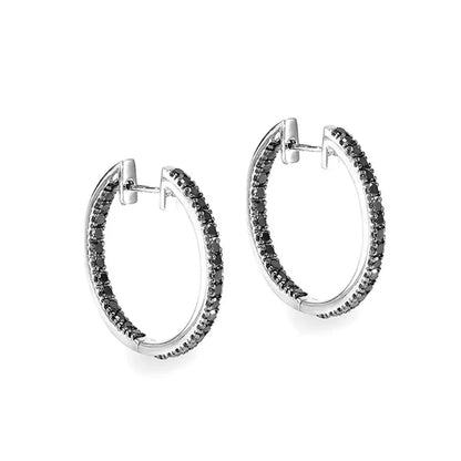 Black Awn New Classic Silver Color Round Trendy Spinel Engagement Hoop Earrings for Women Jewelry