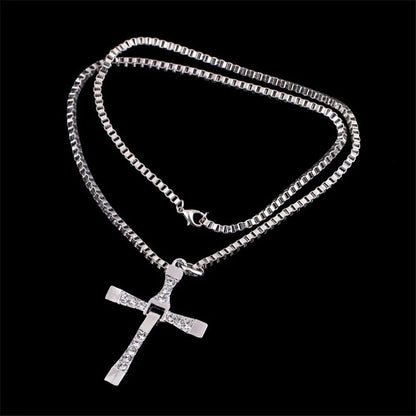 Dominic Toretto The Fast and The Furious Celebrity Vin Diesel Item Crystal Jesus Men Cross Pendant Necklace Gift Jewelry