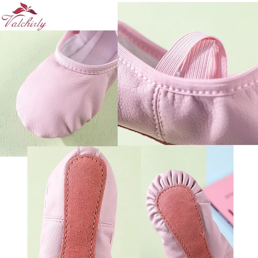 Leather Pointe Shoes Full Sole Dance Slippers Children Ballerina Practice Ballet Dancing Training Use 3 Colors