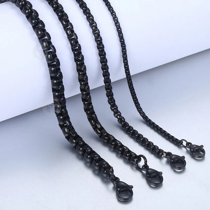 Men's Women's Black Stainless Steel Bracelet Box Chain Bracelets