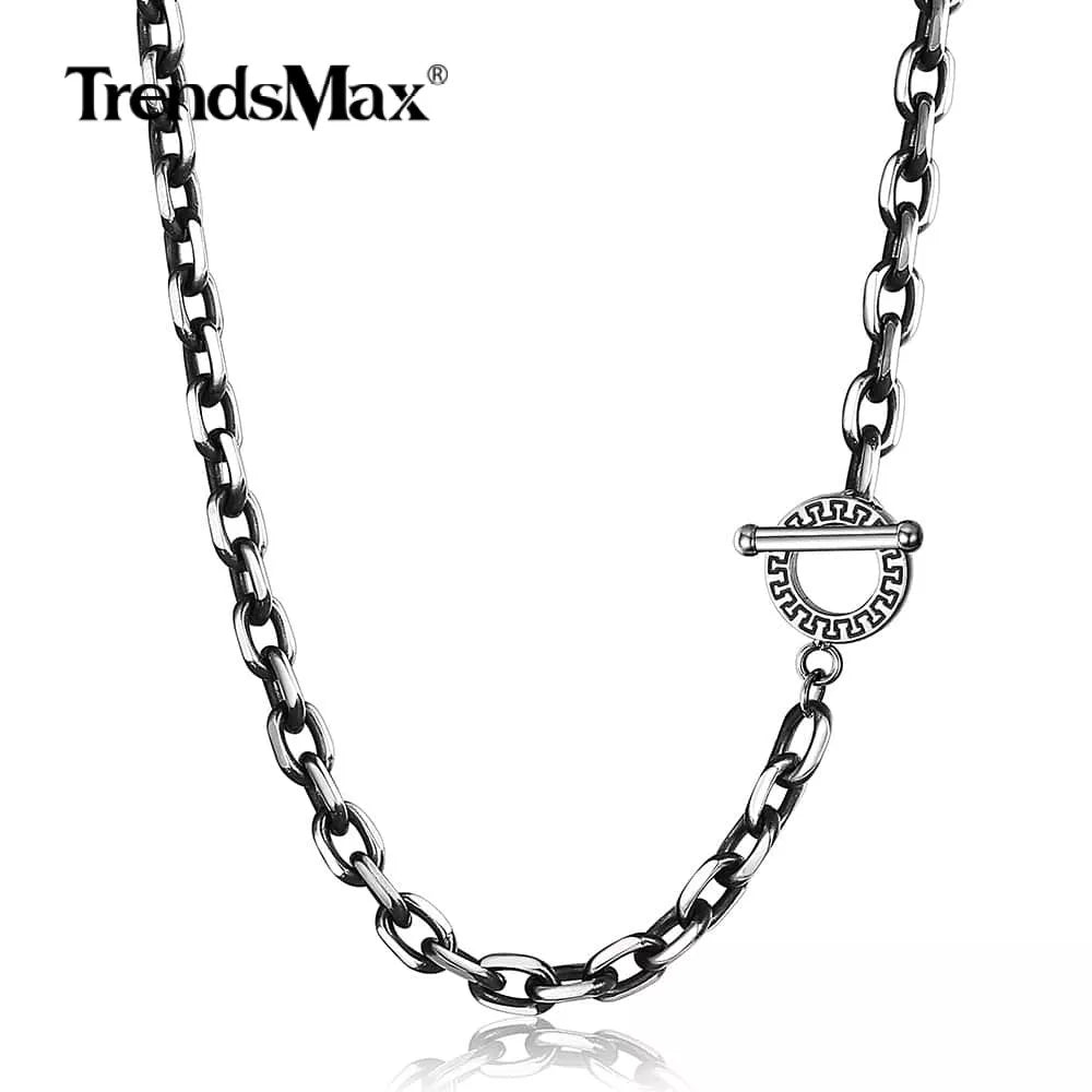 Fashion 6mm Men's Necklace Rolo Cable Link Chain Gunmetal Stainless Steel For Men Women Jewelry Gift Toggle Clasp