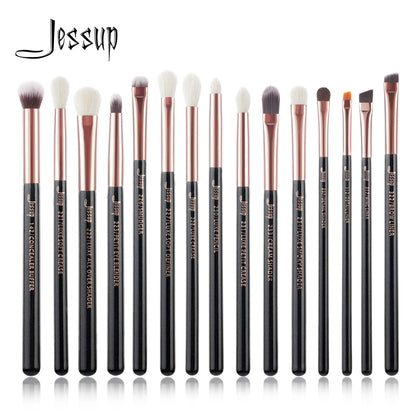 Jessup Makeup Brushes Set 15pcs Make up Brush Tools kit Eye Liner Shader natural-synthetic hair Rose Gold/Black