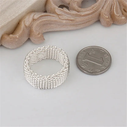 DOTEFFIL 925 Sterling Silver Interwoven Web Ring