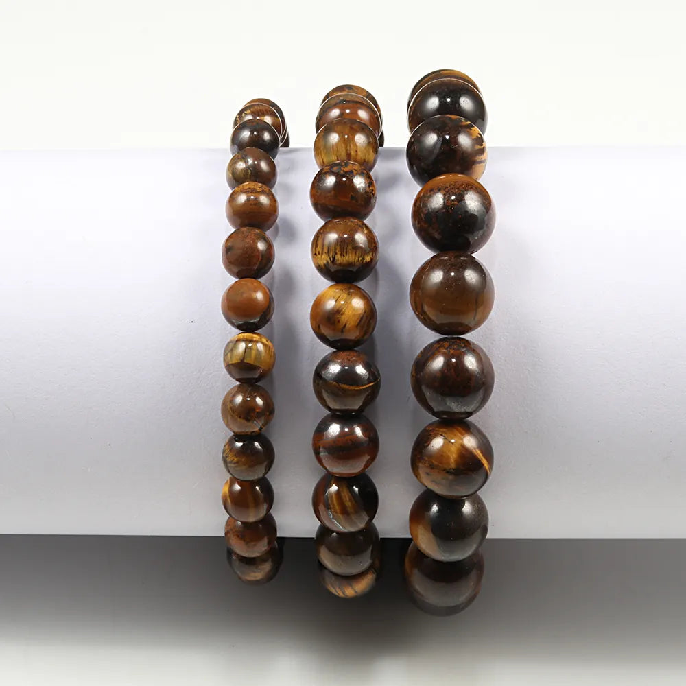 Natursten 6/8/10 mm Pärlor Tiger Eye Armband Klassiskt Herr Dam Buddha Svart Lava Armband Minimalistisk Yoga Meditation Smycken