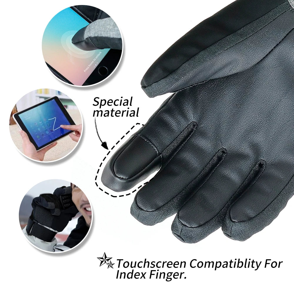 Ski Gloves Waterproof Gloves with Touchscreen Function Thermal Snowboard Gloves Warm Motorcycle Snow Gloves Men Women