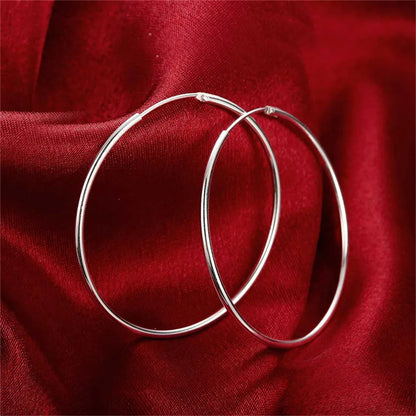 DOTEFFIL 925 Sterling Silver Round Circle 50 mm Hoop Örhängen