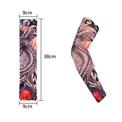 1PC Street Tattoo Arm Sleeves Sun UV Protection Arm Cover Seamless Outdoor Basketball Riding Sunscreen Arm Sleeves For Men Women