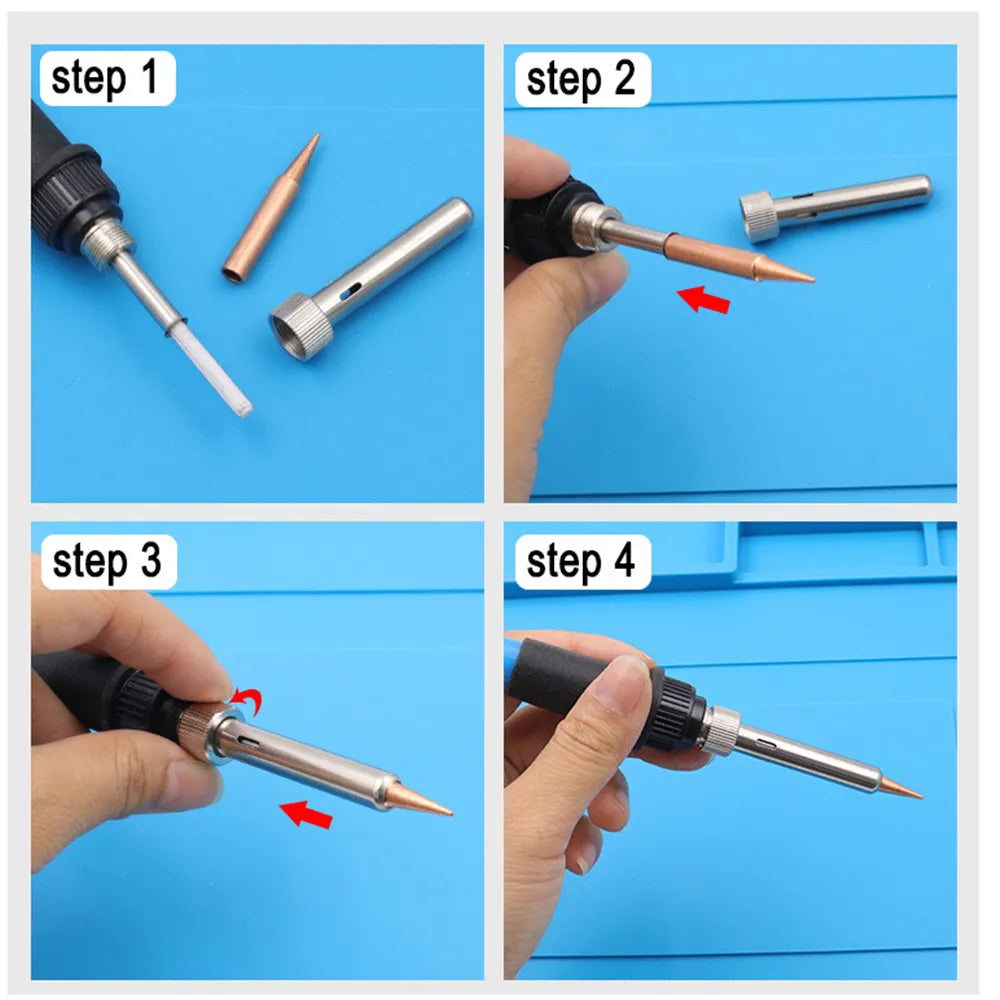 5Pcs I+B+K+2.4D+3C soldering iron pure copper 900M soldering iron head set inside hot bare copper electric soldering iron tip