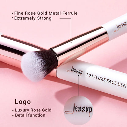 Jessup Professional Makeup Borstar Set 15st Makeup Brush Naturlig-syntetisk Foundation Powder Detail Eye Brush Pearl White