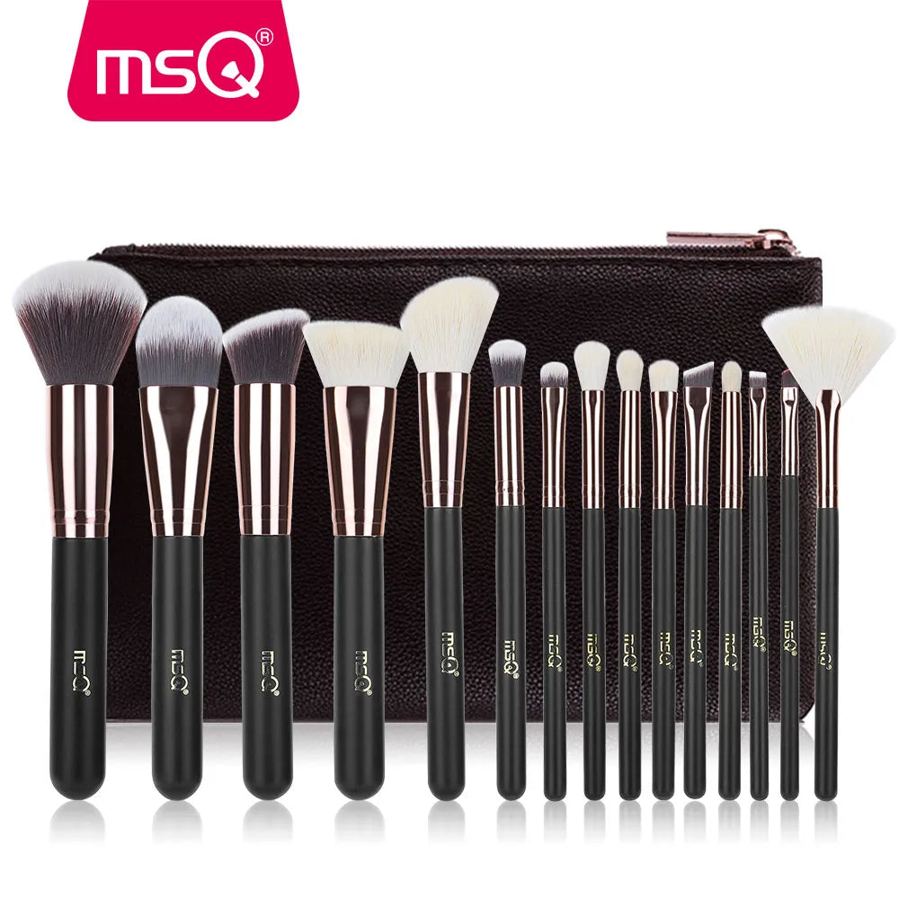 MSQ Rose Gold 7PCS 15PCS Makeup Brushes Set Powder Foundation Eyeshadow Make Up Brush Kits Natural & Synthetic Hair Makeup Tools