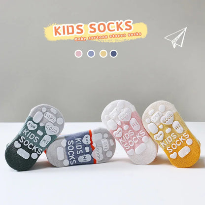 5 Pairs/lot Anti-slip Non Skid Ankle Baby Socks With Rubber Grips Cotton Children Low-Cut Sock For Boy Girl Toddler Floor Socks