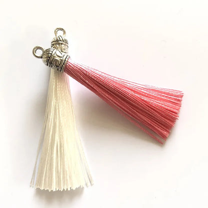 10/20/50pcs 6cm Small Silk Tassel Earrings Pendant Charms Crafts Silver Caps Tassels Brush For DIY Jewelry Making Accessories