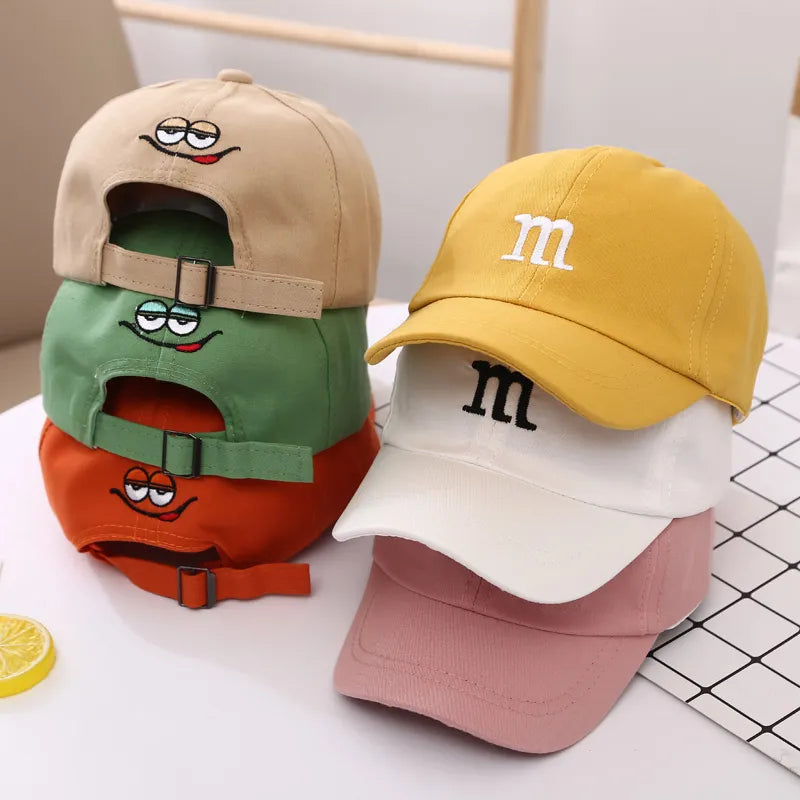 Casquette de Baseball pour enfants, pour filles et garçons, chapeaux de protection solaire pour bébé, Hip Hop, lettre M brodée, casquettes pour enfants de 1-6-8-12-15 ans