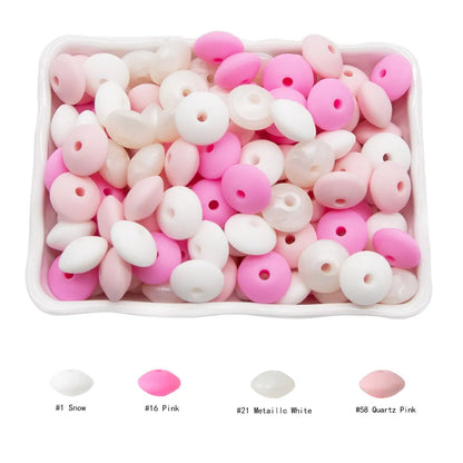 Cute-Idea 20Pcs Silicone Lentil Beads 12MM Baby Abacus Teething Beads BPA Free Newborn Baby Rodent Pacifier Chain Toy Baby goods